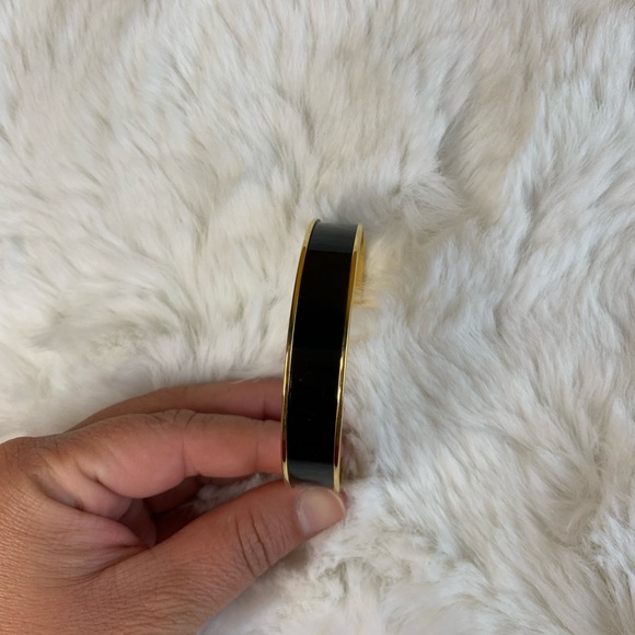 Monet black enamel & gold bangle bracelet - Picture 3 of 5